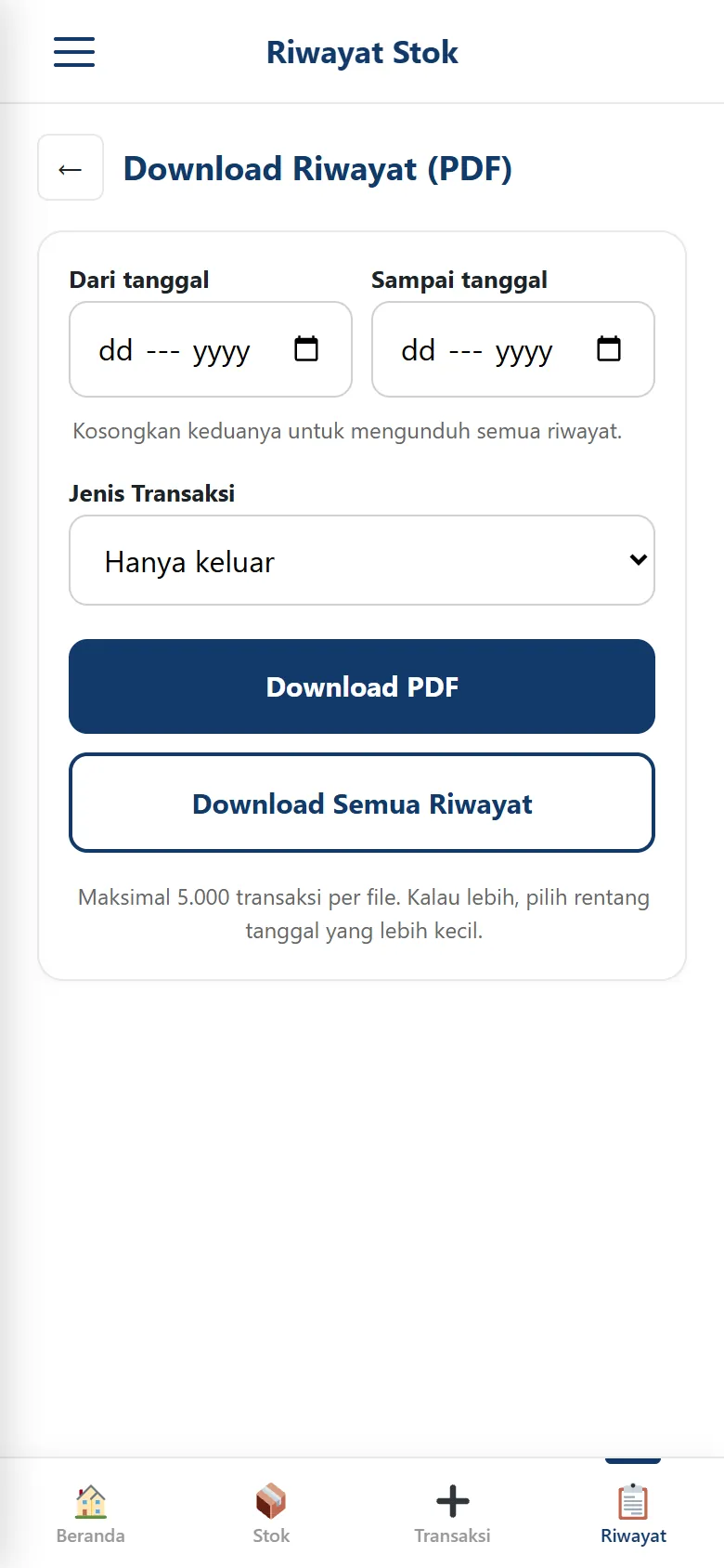 PDF download options