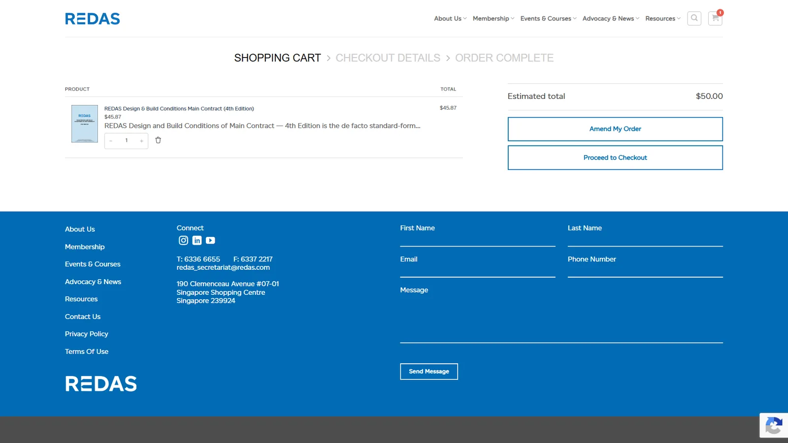 Cart with member price applied and Amend My Order button