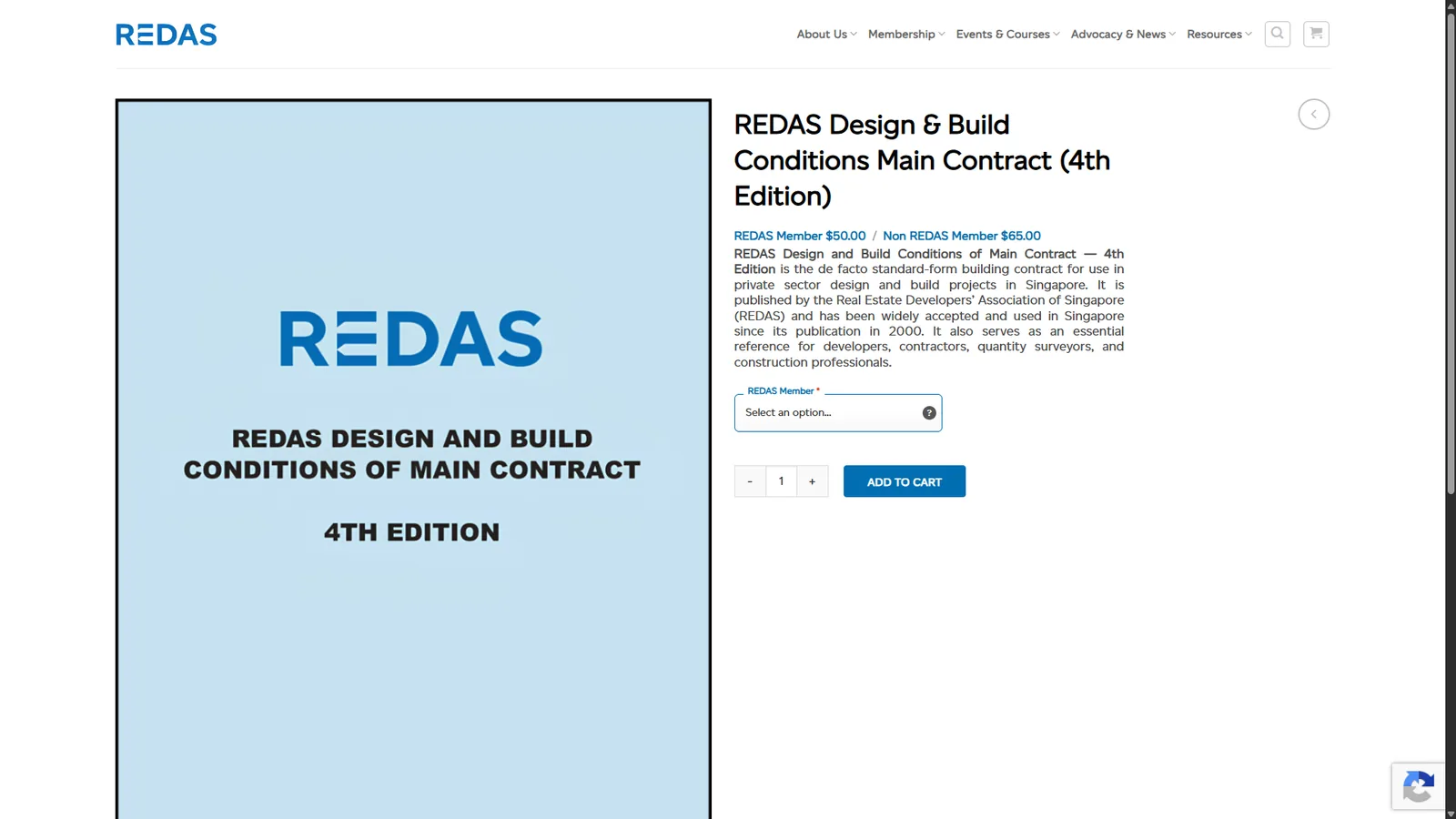 Product page with member and non-member prices and the REDAS Member choice