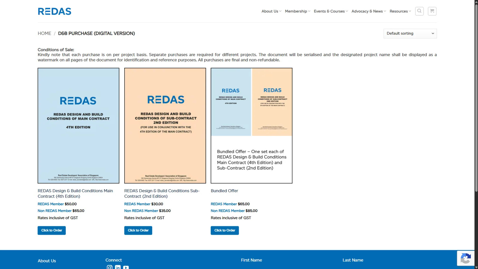 REDAS D&B digital shop with member and non-member prices and a bundled offer